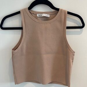 ZARA TAN BODYCON TANK TOP SIZE MEDIUM